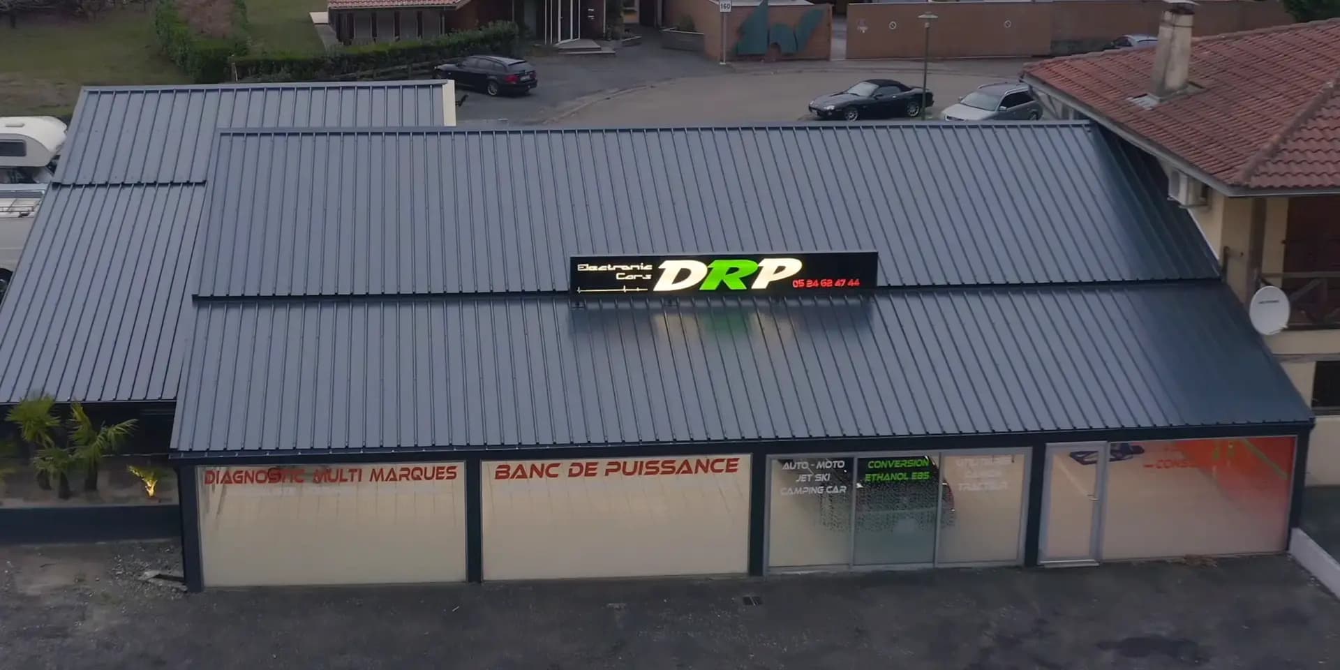L'atelier DRP Motorsport à Angresse vu du ciel
